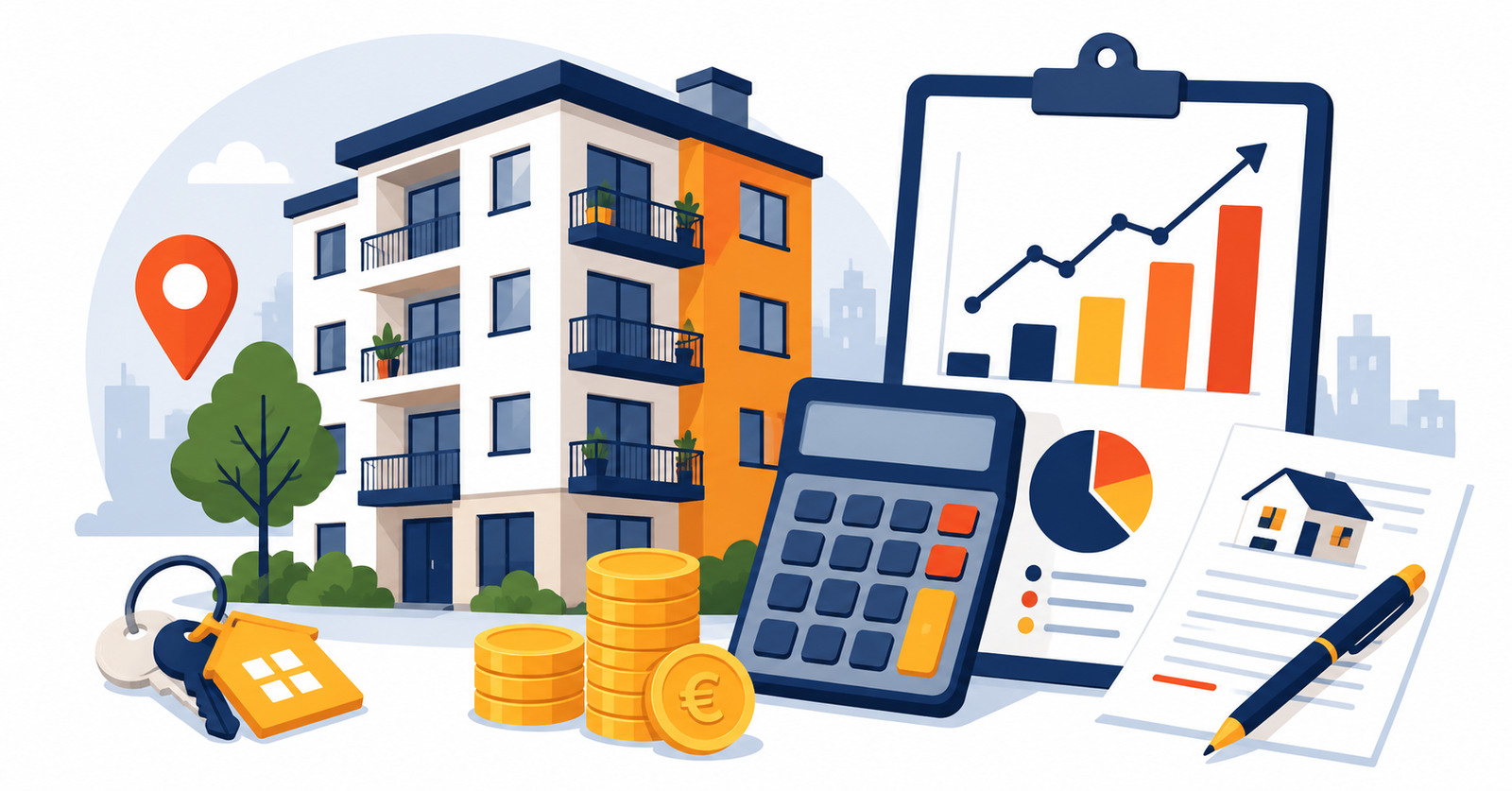 Ilustración sobre el análisis de rentabilidad de un piso en alquiler en España