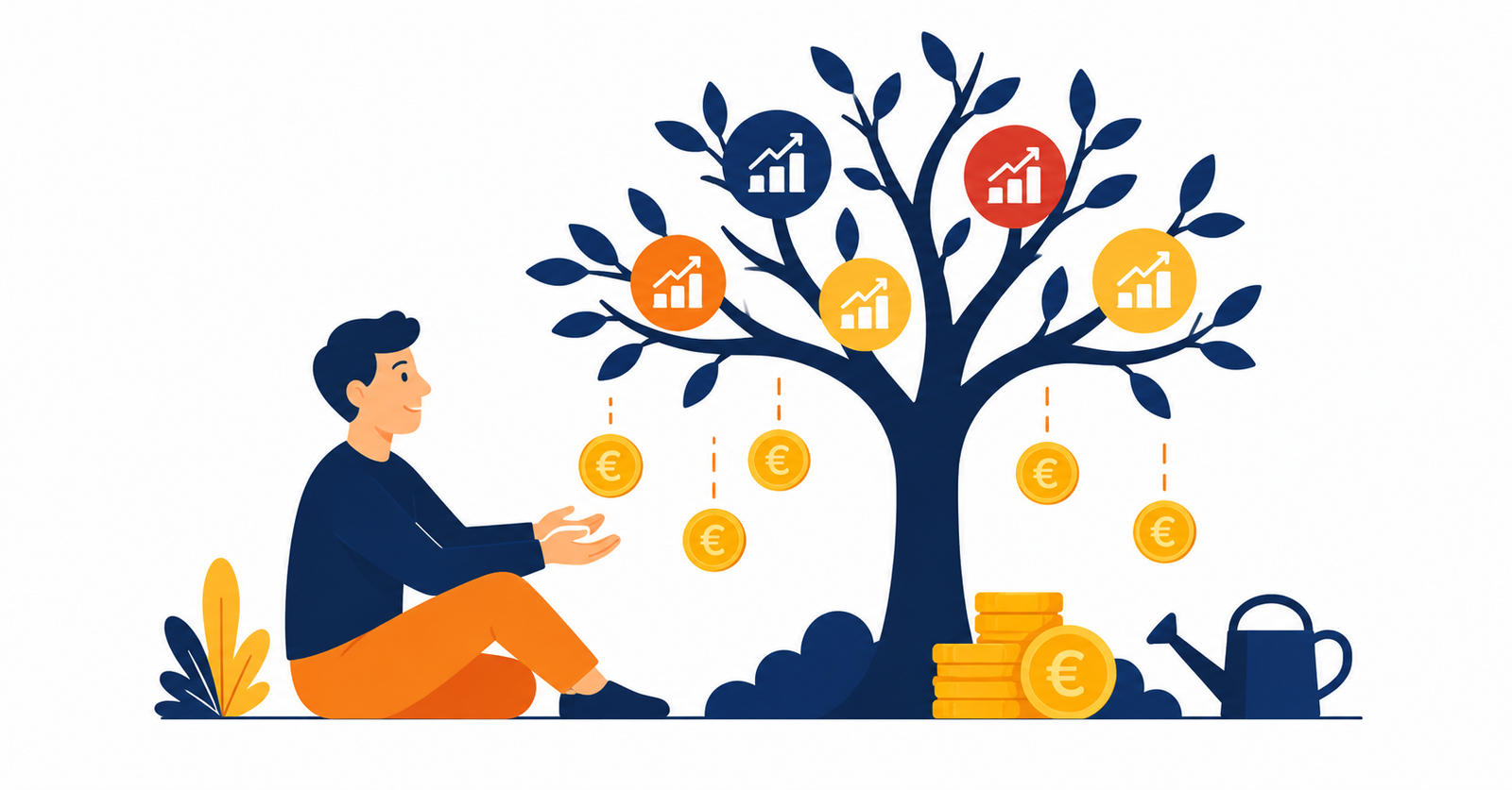 Ilustración sobre la inversión en dividendos como fuente de ingresos pasivos recurrentes
