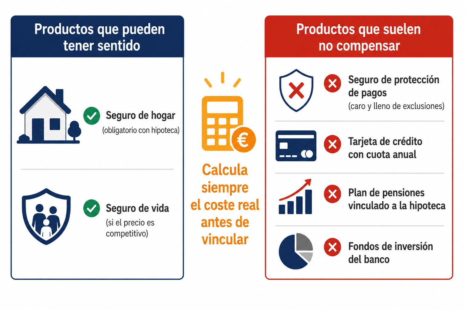 Comparativa de productos vinculados a hipotecas: cuáles tienen sentido y cuáles no