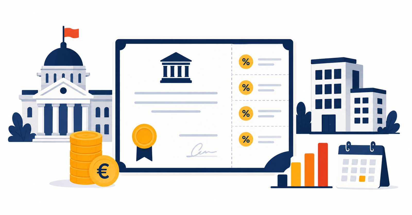 Ilustración sobre el mercado de bonos y los instrumentos de renta fija