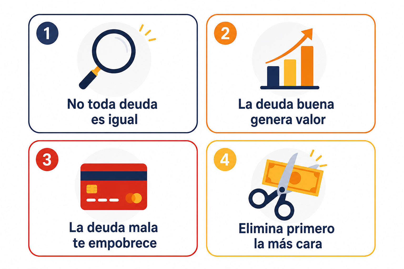 Infografía resumen sobre deuda buena y deuda mala