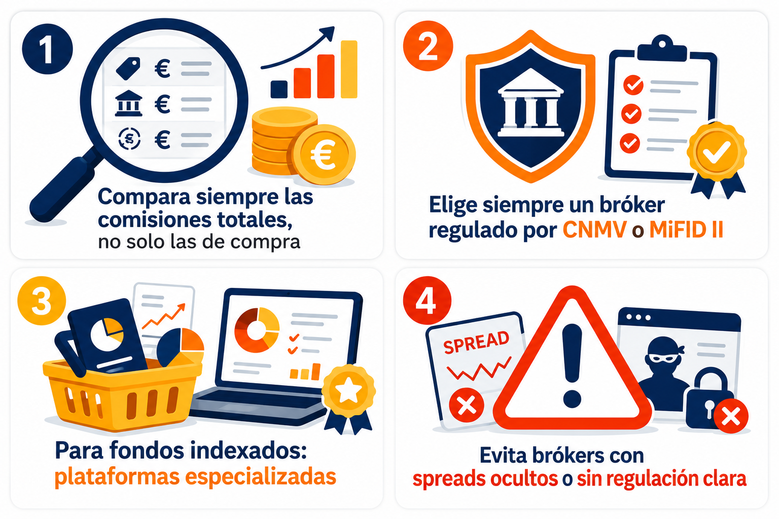 Infografía resumen sobre cómo elegir el mejor bróker en España para invertir
