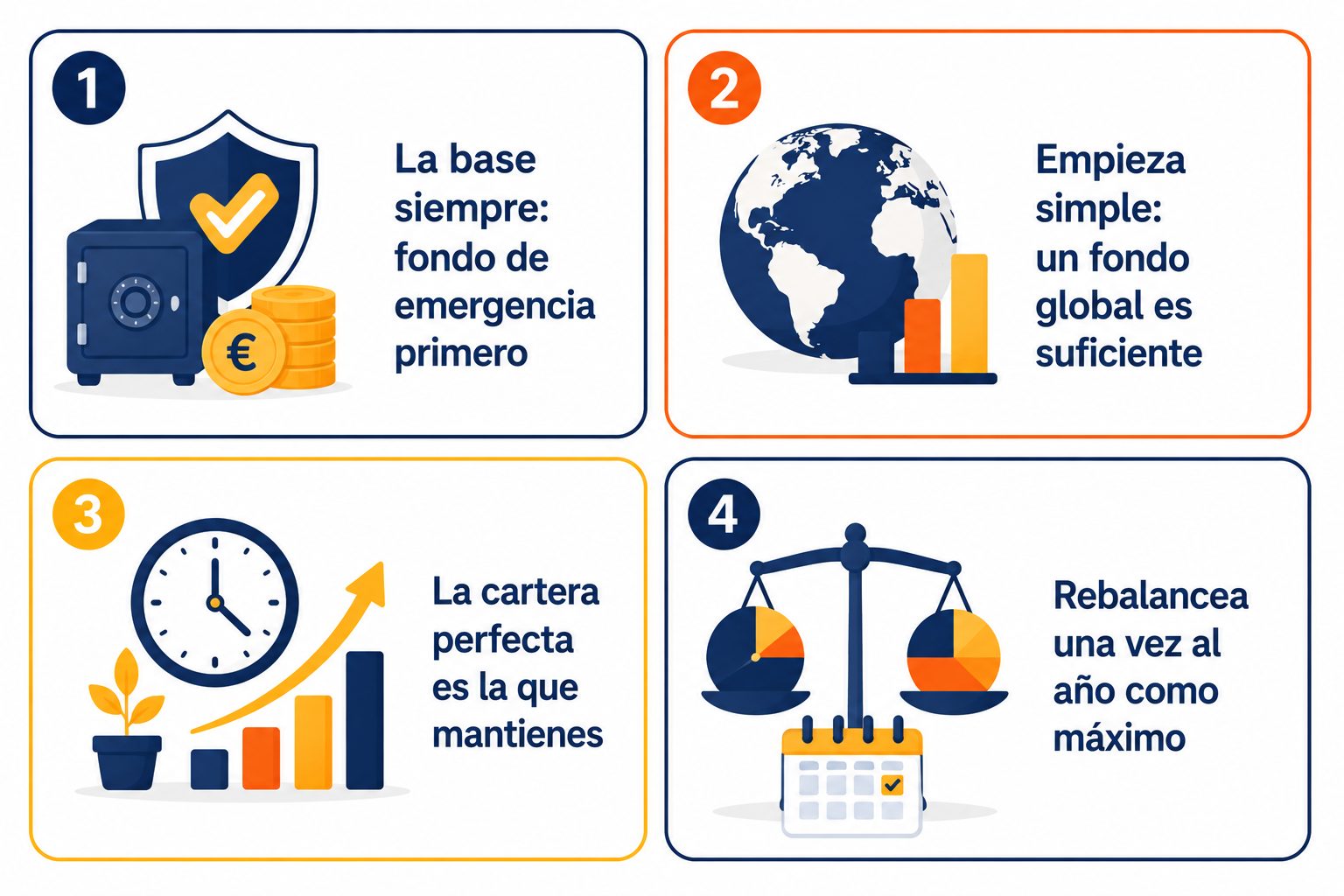 Infografía resumen sobre cómo construir y mantener una cartera de inversión desde cero