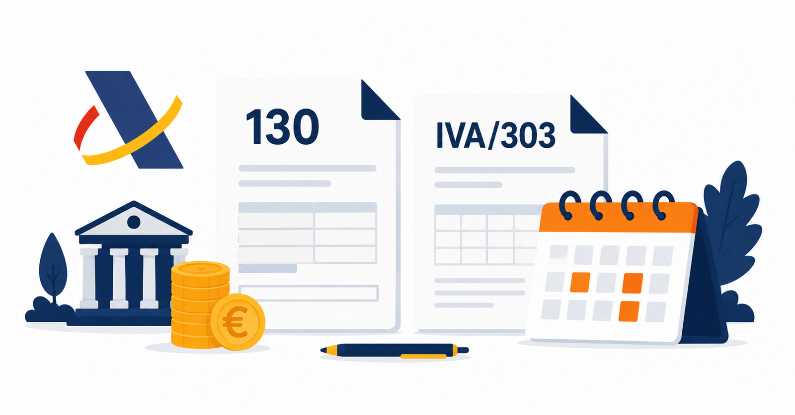 Ilustración sobre los modelos fiscales trimestrales del autónomo: modelo 130 e IVA