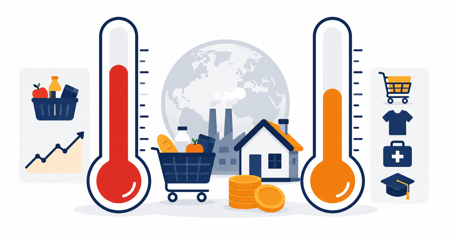 Ilustración sobre los indicadores económicos de inflación: IPC general e inflación subyacente