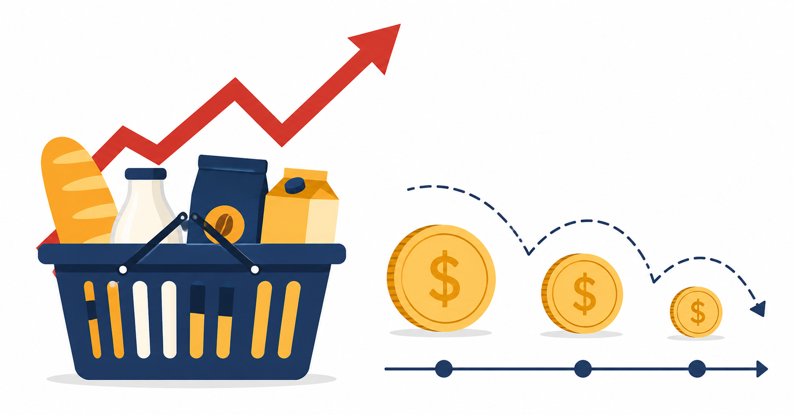 Ilustración sobre la inflación y la pérdida de valor del dinero