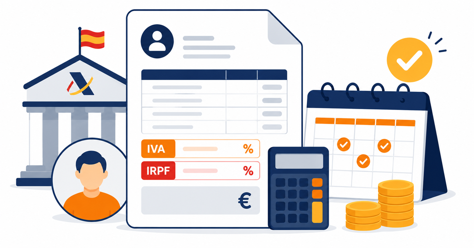 Ilustración sobre la facturación para autónomos: IVA e IRPF en las facturas