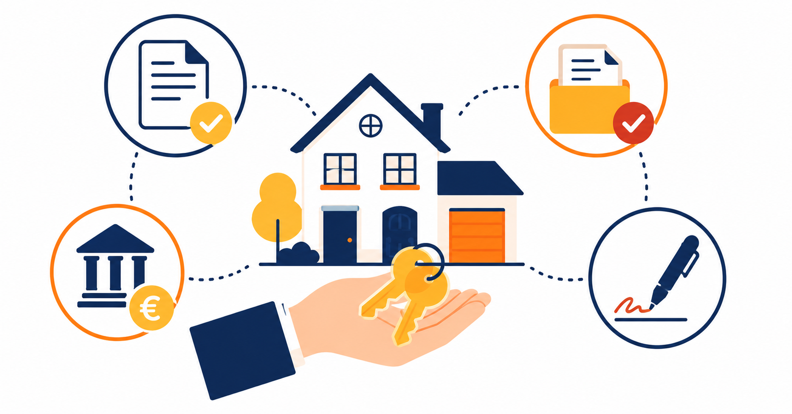 Ilustración sobre el proceso de compra de una vivienda en España