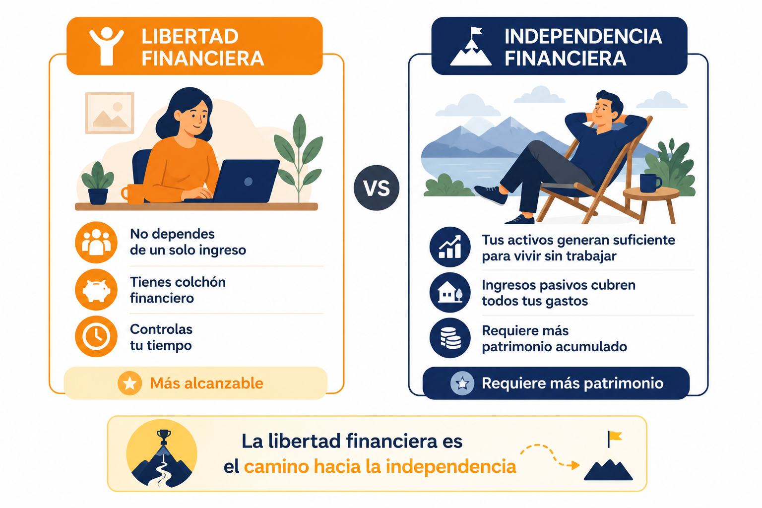 Comparativa entre libertad financiera e independencia financiera: diferencias clave