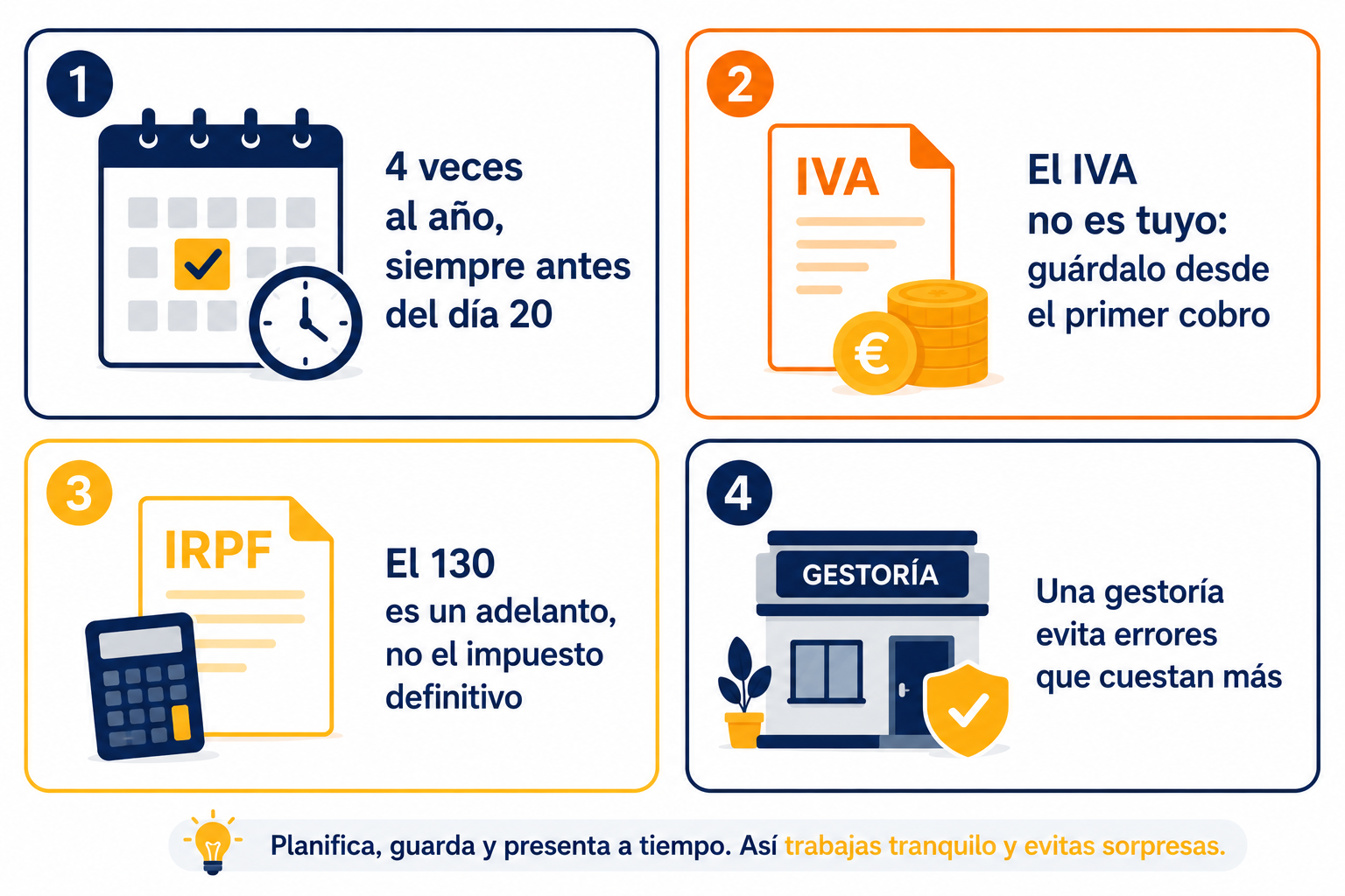 Infografía resumen sobre el modelo 130 y el modelo 303: consejos para evitar sorpresas fiscales