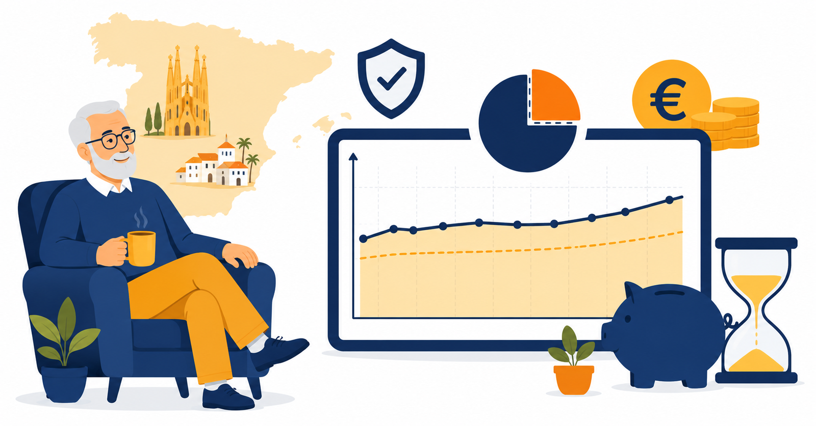 Ilustración sobre la planificación financiera para la jubilación y la regla del 4% de retirada