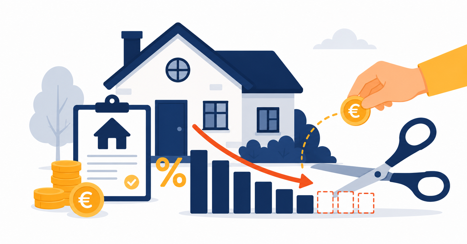Ilustración sobre la amortización anticipada de hipoteca y el ahorro en intereses