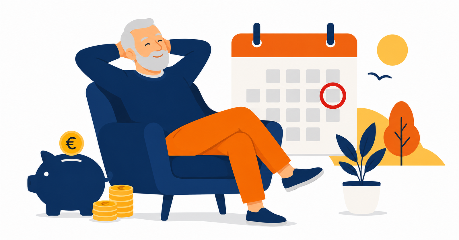 Ilustración sobre planificación financiera para la jubilación con un plan de pensiones