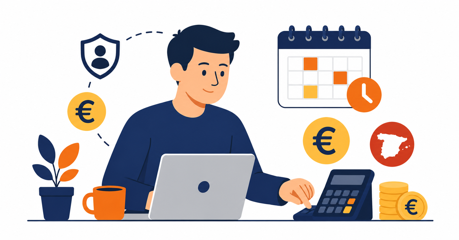 Ilustración sobre la cuota de autónomos y la gestión financiera del trabajo por cuenta propia