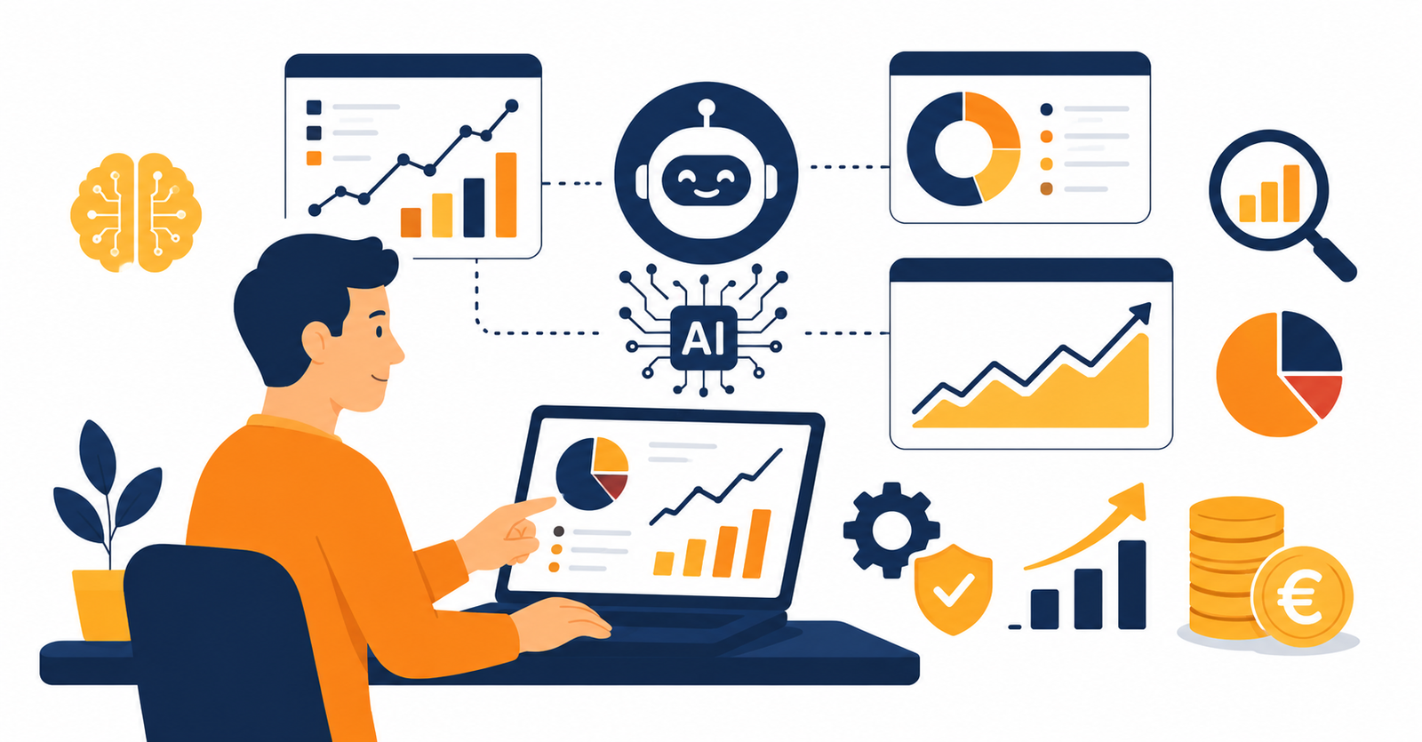 Ilustración sobre cómo usar la inteligencia artificial para invertir mejor