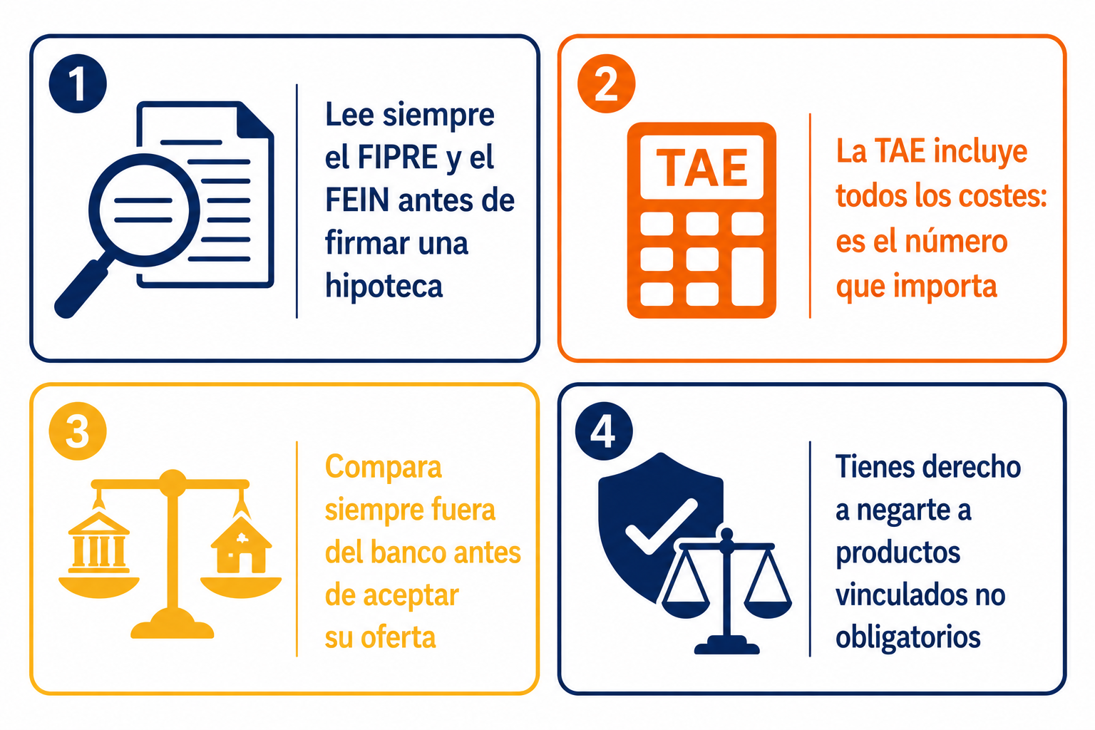 Infografía resumen con los consejos clave para leer la letra pequeña de los productos bancarios