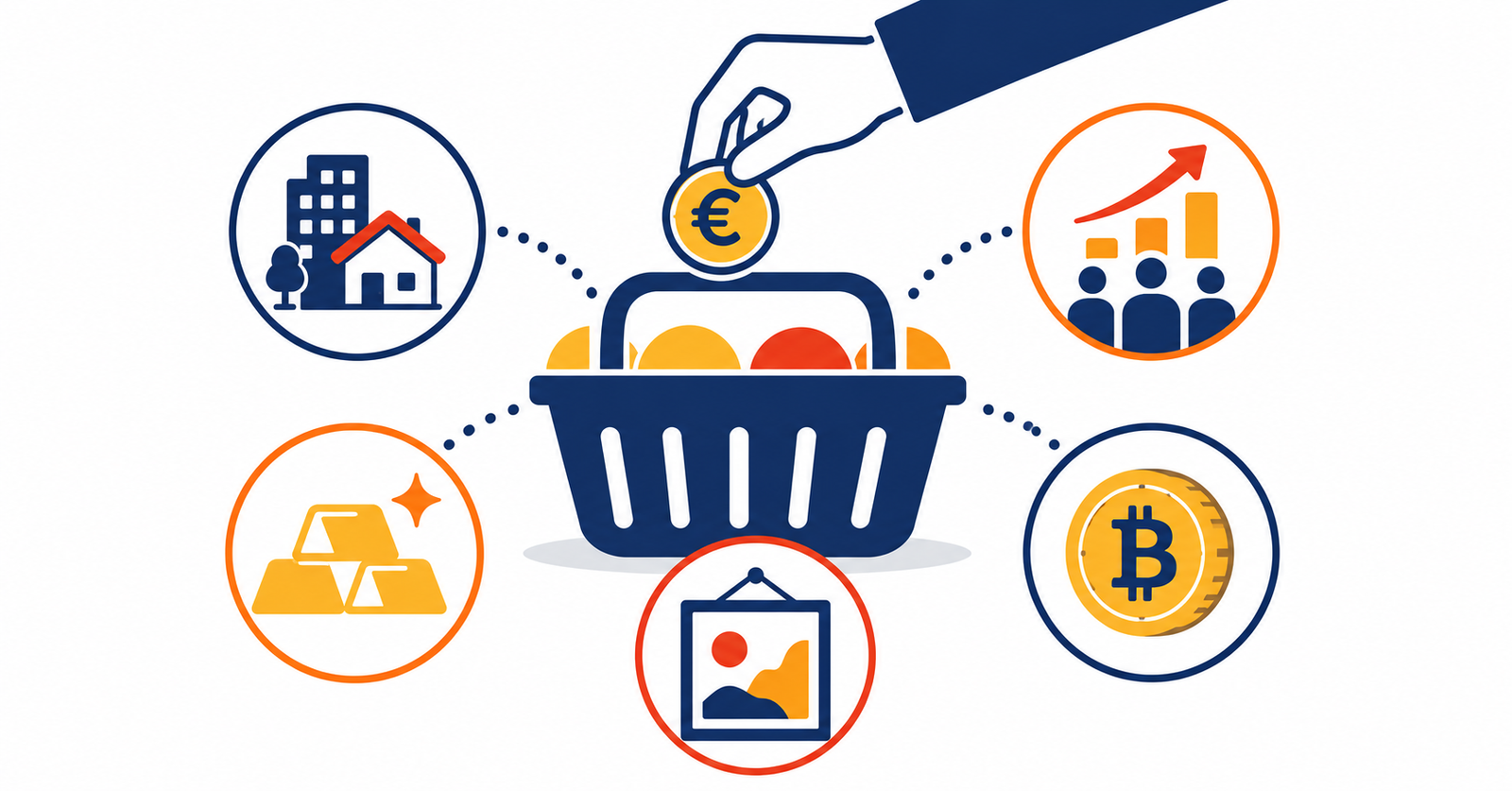 Ilustración sobre la inversión alternativa y la diversificación en activos no tradicionales