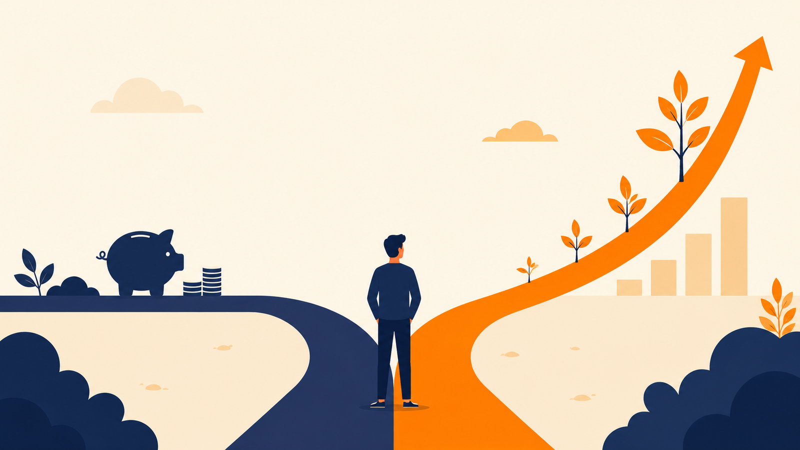 Ilustración sobre por qué invertir cambia tu vida financiera frente a solo ahorrar