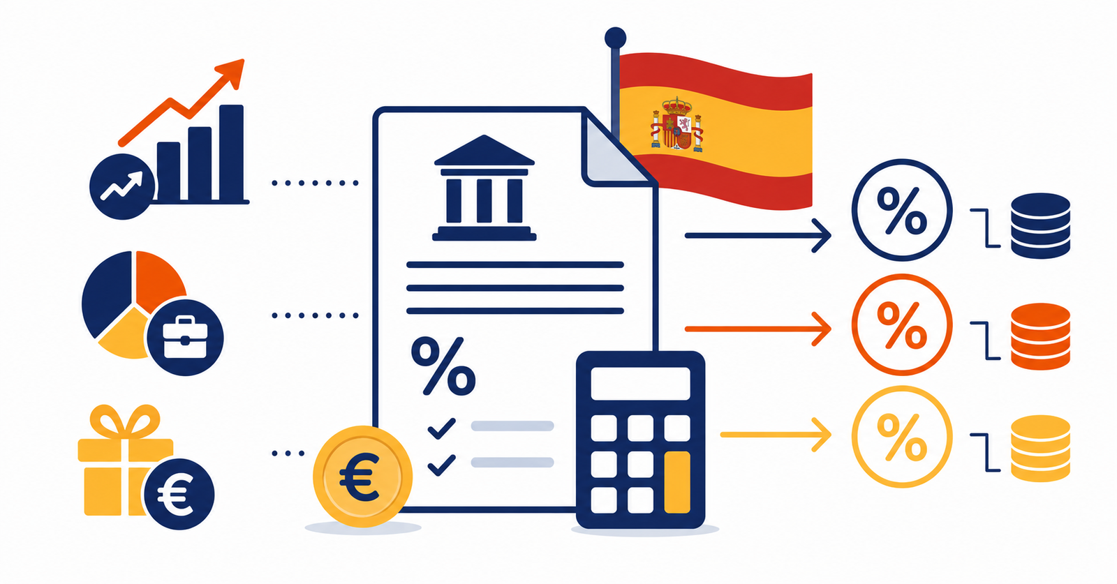 Ilustración sobre la fiscalidad de las inversiones en España y la tributación del inversor
