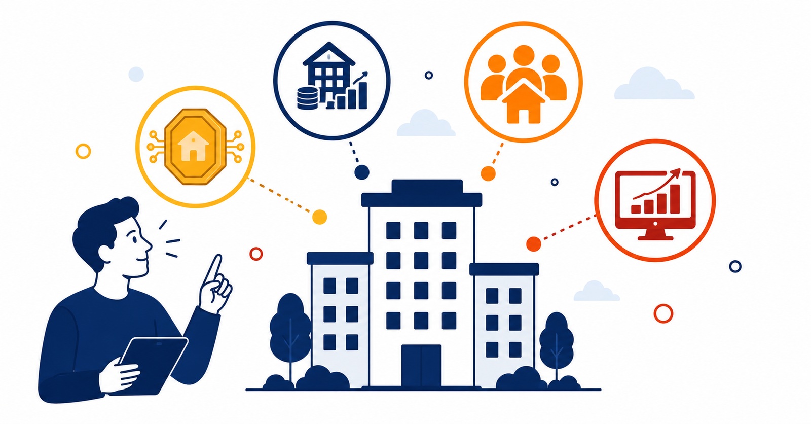 Ilustración sobre cómo invertir en inmobiliario sin comprar un piso mediante tokenización y alternativas digitales