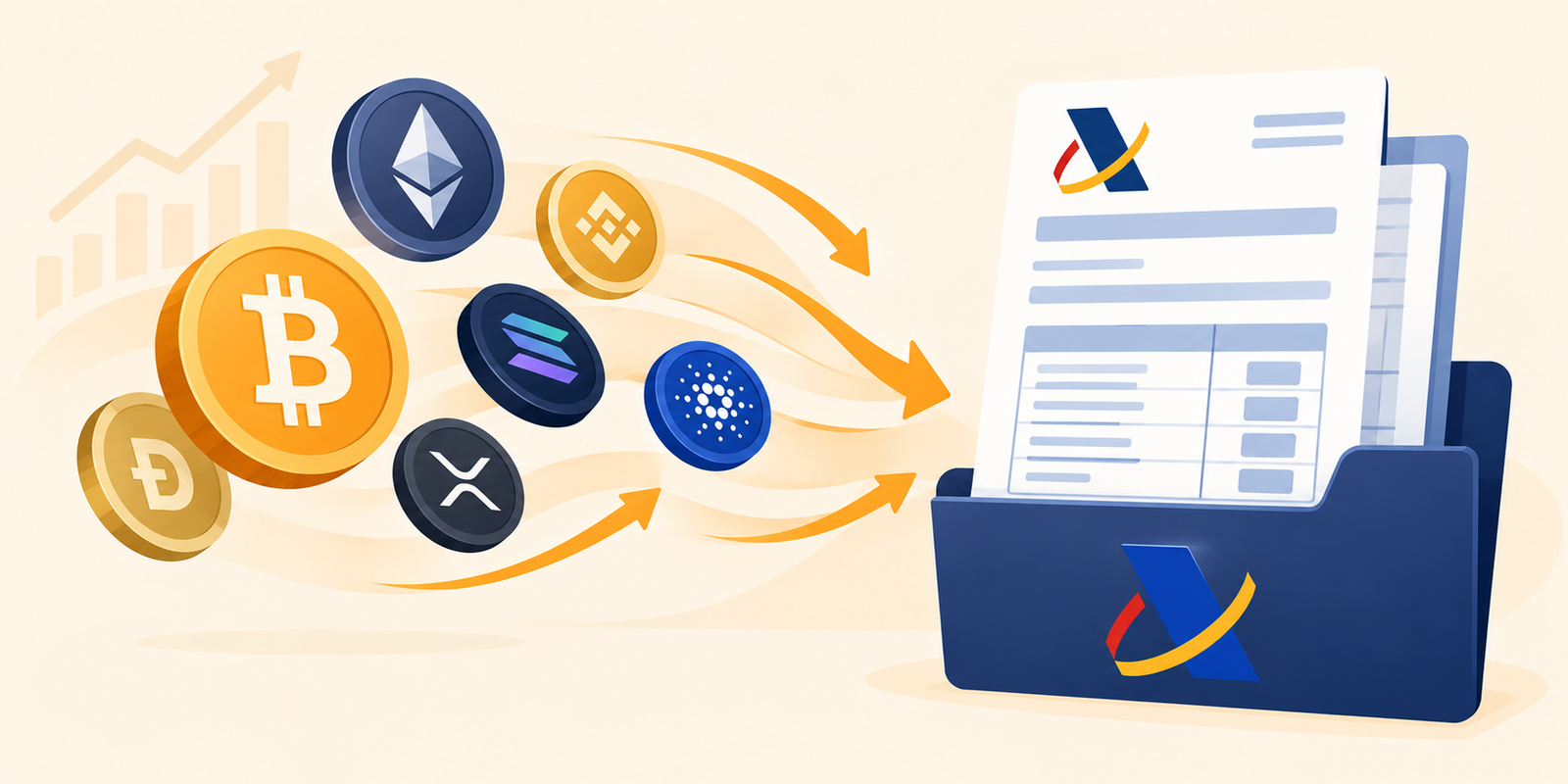 Ilustración sobre cómo declarar criptomonedas en la renta en España